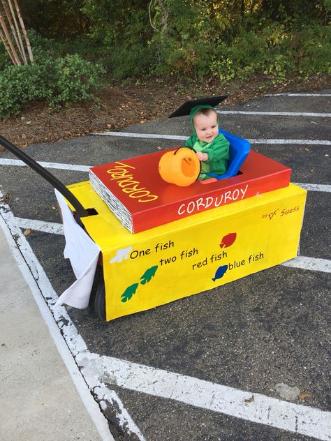 Wagon costume: Bookworm Veer Wagon Halloween, Wagon Costume Ideas, Halloween Wagon Ideas, Veer Wagon, Bookworm Costume, Halloween Wagon, Wagon Floats, Wagon Costume, Diy Baby Halloween Costumes