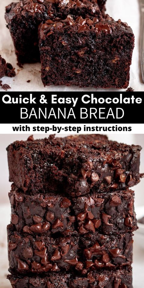 Banana Bread Bundt Cake Chocolate Chips, Vegan Double Chocolate Banana Bread, Different Kinds Of Banana Bread, Banana Chocolate Loaf, Mocha Banana Bread, Moist Chocolate Banana Bread, Chocolate Chip Banana Bread 2 Bananas, Moist Chocolate Banana Cake, Chocolate Chocolate Chip Banana Bread