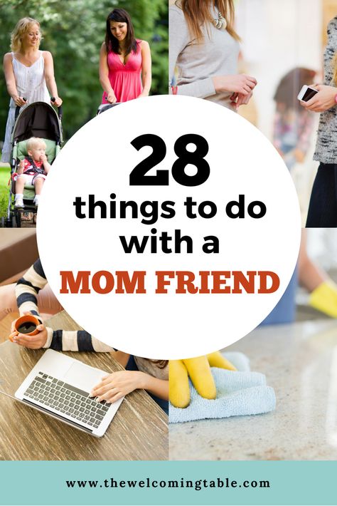 What do YOU like to do with your mom friends? This list will give you all kinds of fun ideas -- both with kids and without! #makingfriends #momfriends #buildingfriendships #friendships #friends #thewelcomingtable Mom Hangout Ideas, Mom Group Ideas, Making Mom Friends, Mum Friends, Friends With Kids, Building Friendships, Mom Time Management, Mom Time, Moms' Night Out