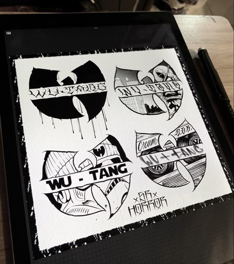 Wutang Tattoo Design, Wu Tang Art, Wutang Tattoo, Wutang Art, Hiphop Tattoo, Wu Tang Tattoo, Old School Sleeve, Becoming A Tattoo Artist, Cool Tattoo Drawings