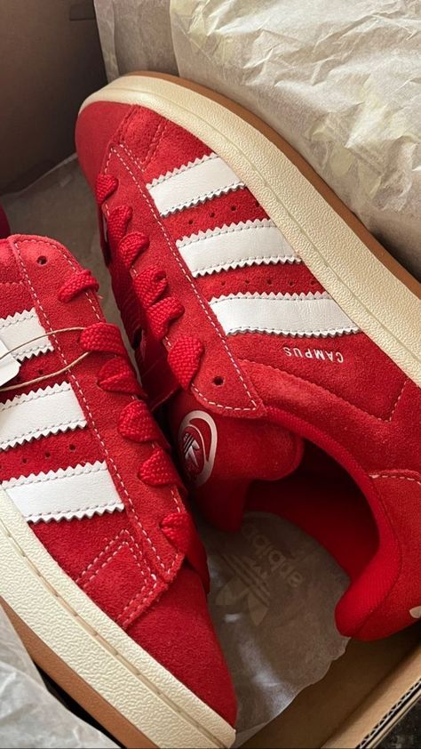 Adidas Red Campus, Adidas Campus 00s Red Outfit, Adidas Red Shoes, Red Campus 00s, Red Campus 00s Outfit, Adidas Shoes Aesthetic, Red Adidas Campus, Red Campus, Red Adidas Shoes