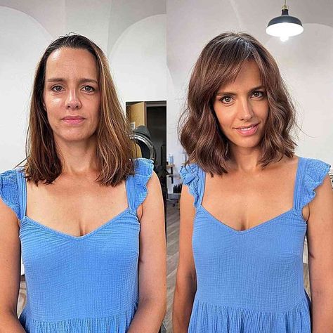 Sweeping Fringe for a Mid-Length Cut and Women with Large Foreheads Hair For Big Foreheads, High Forehead Hairstyles, Best Hairstyles For Big Foreheads, Large Forehead Hairstyles, Hair Big Forehead, Hairstyles For Big Foreheads, Haircut For Big Forehead, High Forehead, Forehead Hair