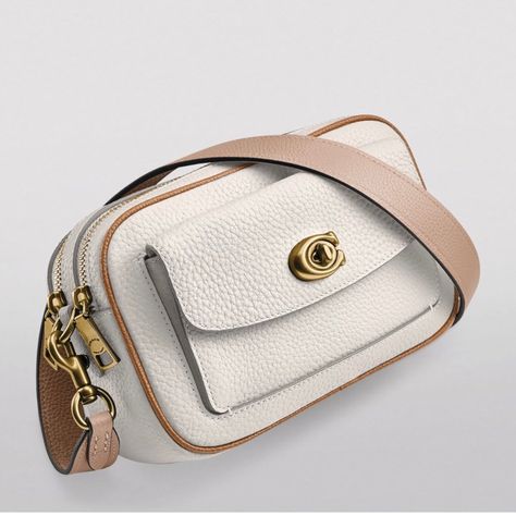 Coach Willow Camera Bag In Colorblock. Color: Brass/Chalk Multi. See Picture For Description And Sizing Info. Brand New And Never Worn. Coach Willow, Camera Bag Purse, Brown Leather Crossbody Purse, Leather Camera Bag, Polished Pebble, Oversized Bag, Drawstring Bucket Bag, Coach Leather, Leather Care