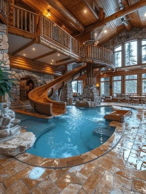 Indoor Pool And Hot Tub, Indoor Pool Ideas, Nice Bathrooms, Indoor Pool House, Indoor Pool Design, Log Home Living, Indoor Pools, Dream Life House, Rustic Home Design