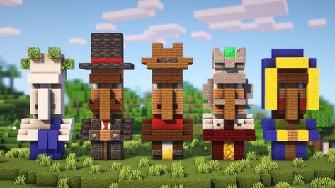 Statues In Minecraft, Villager Statue, Minecraft Palace, Minecraft Statues, Minecraft Decoration, Minecraft Banner Designs, Minecraft Christmas, Cool Minecraft Creations, Minecraft Room