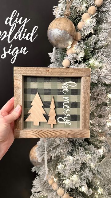 Plaid Cricut Projects, Christmas Door Hanger Plaid, Cricut Wood Signs Plaid, Farmhouse Rustic Faux Wood Presents, Christmas Signs Wood Rectangle, Plaid Sign, Plaid Diy, Diy Signs, Christmas Signs