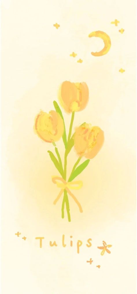 Yellow Tulips Wallpaper Aesthetic, Tulip Wallpaper Drawing, Aesthetic Yellow Wallpaper Iphone, Yellow Tulips Drawing, Tulips Wallpaper Drawing, Yellow Phone Aesthetic, Cute Yellow Wallpaper Iphone, Yellow Wallpaper Iphone Aesthetic, Yellow Tulips Aesthetic