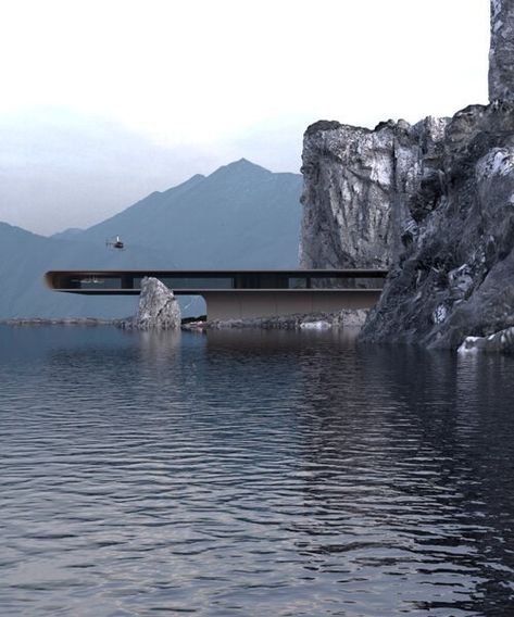 Roman Vlasov, Cliffside House, Forest Cabin, Floating In Water, Boarding School, Landscape Projects, Architect Design, Cityscape, Architecture Design