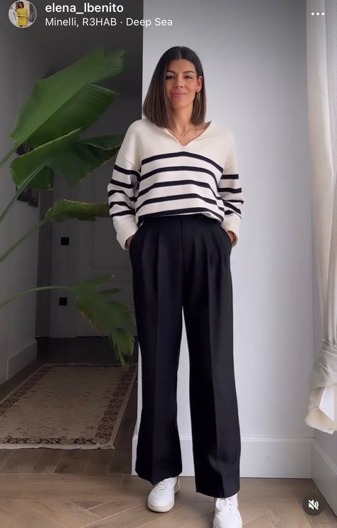 Wide Trousers Outfit Casual, Wide Trousers Outfit, Trousers Styling, Trousers Outfit Winter, Trousers With Sneakers, Trousers Outfit Casual, Outfit Trabajo, Outfits Everyday, Wide Leg Pants Outfit