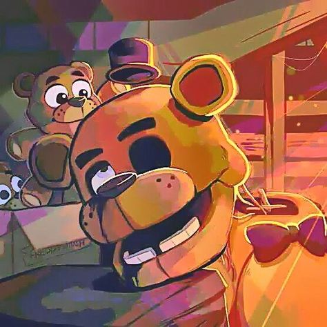 Fnaf Album Cover, Fnaf Characters Fanart, Five Nights At Freddys Fanart, Fredbear Pfp, Golden Freddy Pfp, Fnaf 6 Fanart, Fnaf Wallpapers Pc, Fnaf Painting, Fredbear Fanart