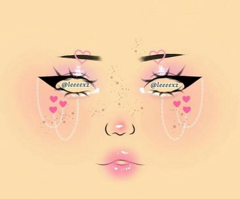 Eyeliner Inspiration, Maquillaje Aesthetic, Face Charts, Pink Eye Makeup, Makeup Face Charts, Magical Makeup, Amazing Halloween Makeup, Pink Eye, Face Chart