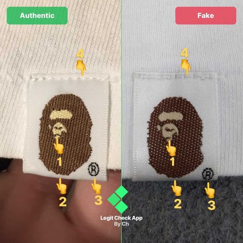 How To Spot A Fake Bape T-Shirt (In 2024) - Legit Check By Ch Bape Tee, College Image, College Items, Trademark Symbol, Legit Check, Bape T Shirt, Bape Shirt, Hand Emoji, Beard Look