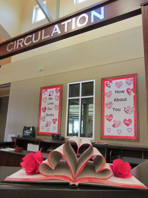 Valentine Library Ideas, Valentines Book Display, Library Lovers Day, Valentines Day Library, February Book Displays, Valentines Library Display, Valentines Day Book Display, February Library Displays, Library Valentines Display