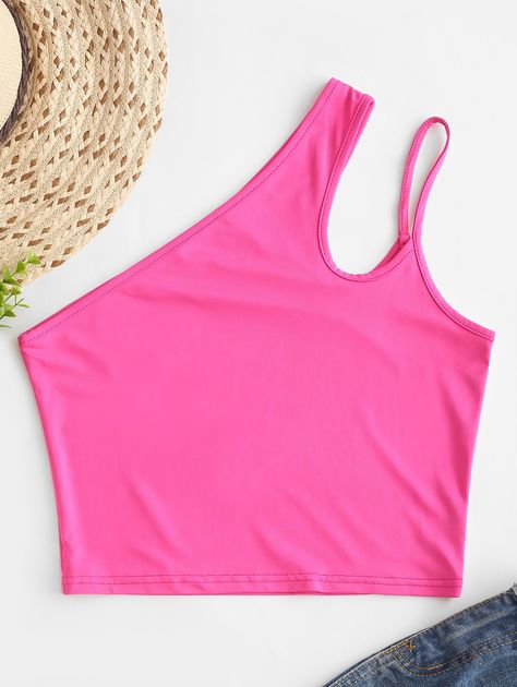 Hot Pink Tank Top Outfit, Pink Bodysuit Outfit, Pink Tank Tops Outfit, Outfit Ideas Pink, Cut Up Shirts, Cut Tank Top, Hot Pink Tank, Diy Vetement, Tank Top Outfits