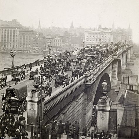 Turn of the century: Despite the lack of cars, John Rennie's London Bridge was a hive of people, carts and carriages as this photo taken in 1900 reveals Historical London, 19th Century London, London Street Photography, London Docklands, Victorian London, London History, London Museums, City Of London, London Town