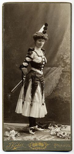 Costumed Lady by josefnovak33, via Flickr clown Midsummer Masquerade, Fancy Clown, Halloween Costume Clown, Vintage Circus Costume, Victorian Fancy Dress, Burlesque Vintage, Old Circus, Pierrot Clown, Ballet Russe