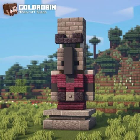 Minecraft Statue, Statue Ideas, Minecraft Building Guide, Minecraft Statues, Minecraft Decoration, Minecraft Village, Minecraft Mansion, Minecraft Structures, Minecraft Banner Designs