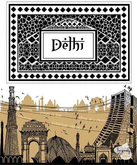 Delhi Tourism Poster, New Delhi Illustration, Delhi City Illustration, City Poster Design Ideas, Delhi Illustration Art, Tourism Poster Design Graphics, Indian Poster Design, Delhi Illustration, Delhi Painting