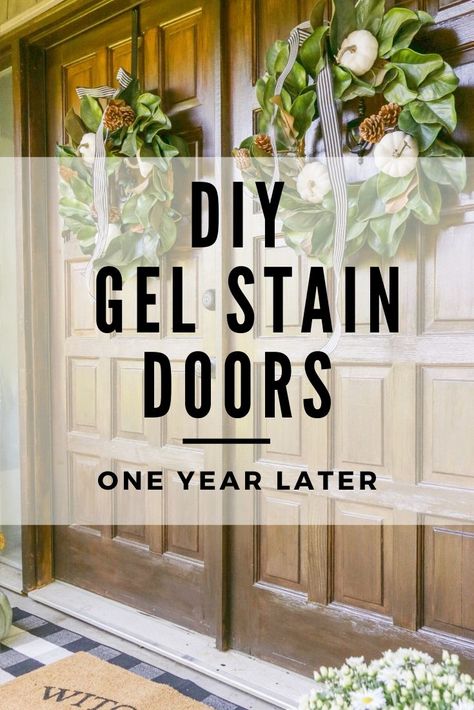 Gel Stain Door To Look Like Wood, Front Door Gel Stain, Gel Staining Fiberglass Front Door, Paint Front Door To Look Like Wood, Stained Front Doors, Gel Stain Over Painted Wood, Staining Fiberglass Door, Stained Interior Doors, Fromt Doors