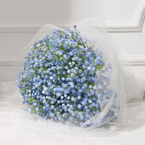 PRICES MAY VARY. 💐PACKAGE & SIZE: Pack of 10 pcs long stem artificial babys breath flowers. Each gypsophila is 21 inches long and has about 90 flower heads. Enough length make the baby breath flowers suitable for most vases to create an elegant atmosphere. 💐LIFELIKE & EASY TO CARE: The flower heads are made of high quality PU material, which looks lifelike and has a real touch. The babys breath flowers are harmless, UV resistant, non-fade and durable. They don' t need water, sunshine, fertiliz Blue Flowers For Baby Boy, Beach Floral Arrangements Wedding, Bouquets For Weddings Brides, Blue Accent Flowers, Hydrenga Wedding Bouquets, Wedding Flowers Babysbreath, Light Blue And White Sweet 16, Prom Bouquet Light Blue, Blue Flowers Baby Shower Theme