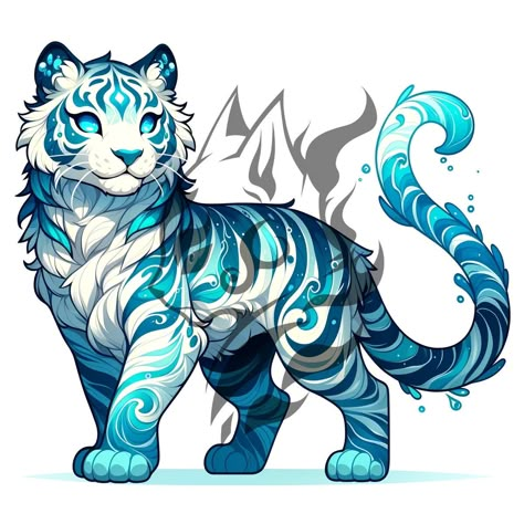 Fantasy Animals Concept Art, Mythical Creatures Drawings, Water Elemental, Mythical Creatures Fantasy, Mystical Animals, Images Kawaii, Big Cats Art, Mythical Animal, Cute Fantasy Creatures