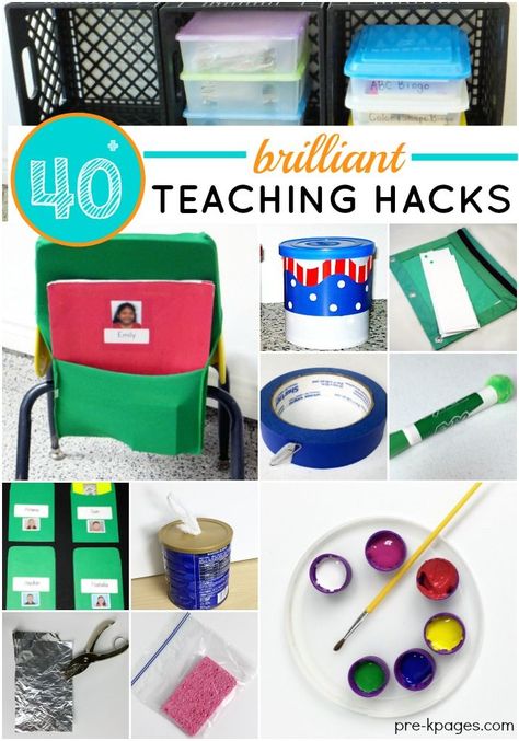 40+ Brilliant Teaching Hacks. Awesome ideas for making your teaching life easier and saving money. Teacher hacks you wish you had known sooner! - Pre-K Pages Preschool Organization, Teaching Hacks, Pre K Pages, Classroom Hacks, Class Organization, Baby Facts, Teaching Life, Diy Classroom, Teacher Organization