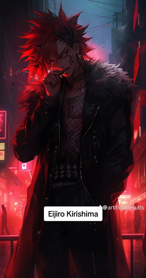 Mha Fanart Villains, Villain Kirishima Fanart, Villian Kirishima Fanart, Dragon Kirishima Fanart, Villain Kirishima, Gangster Paradise, Bnha Kirishima, Kirishima My Hero Academia, Samurai Anime