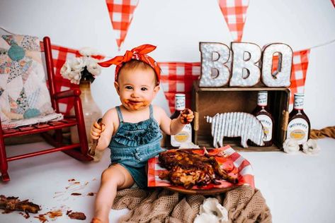 My First Bbq Birthday, Barbecue First Birthday, Bbq First Birthday Photoshoot, Rib Smash First Birthday, Bbq Smash 1st Birthday, Holiday Baby Pictures, Baby Grill, Sweet Baby Ray, Monthly Baby Pictures