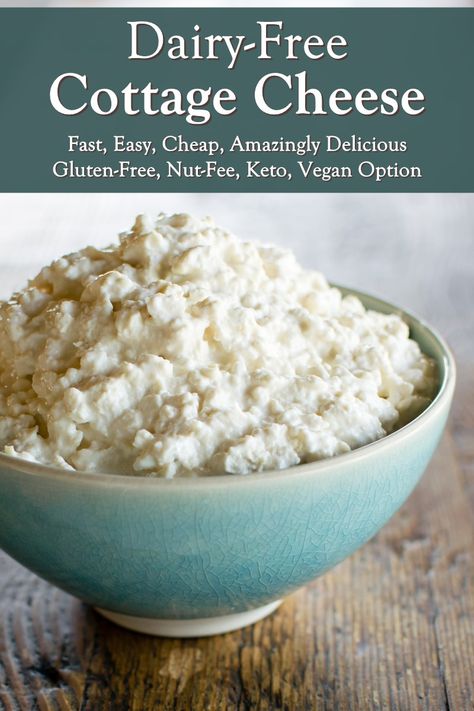 Dairy-Free Cottage Cheese Recipe (Fast, Easy, Cheap & Amazing!) Cottage Cheese Keto, Lactose Free Cottage Cheese, Vegan Cottage Cheese, Cottage Cheese Recipe, Cheese Keto, Cheese Alternative, Vegan Cheese Recipes, Cottage Cheese Recipes, Dairy Alternatives