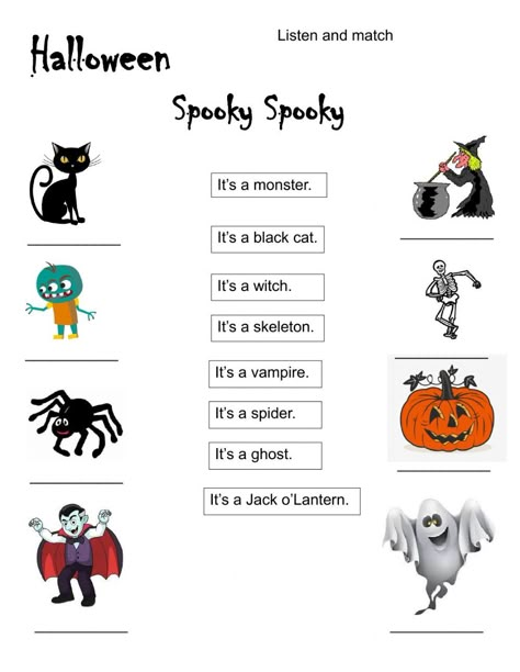 Halloween worksheet Halloween Exercises, Halloween Worksheet, Halloween Toddler Party, Christmas Worksheet, Halloween Teaching, Halloween Vocabulary, Kindergarten Phonics Worksheets, Halloween Worksheets, English Exercises