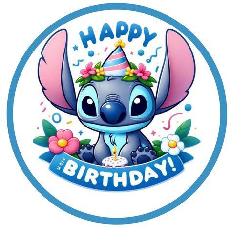 Lilo And Stitch Cricut Projects, Stitch Birthday Drawing, Stitch Disney Birthday Card Ideas, Stitch Cake Topper Printable, Happy Birthday Stitch Disney, Stitch Happy Birthday, Disney Princess Cupcakes, ليلو وستيتش, Cake Wallpaper