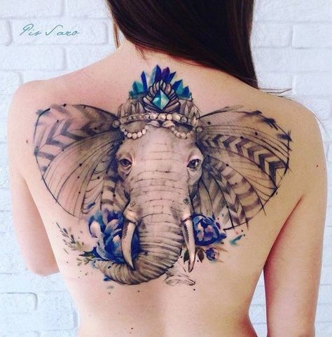 ornate elephant back tattoo #Tattoos #Female #back                                                                                                                                                                                 More Elephant Head Tattoo, Elephant Tattoo Meaning, Cute Elephant Tattoo, Elephant Tattoo Design, Tattoo Convention, Lily Tattoo, Elephant Tattoo, Elephant Tattoos, Tattoo Feminina