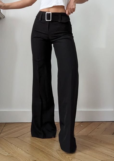 Bootcut Dress Pants Outfit, Outfit With Black Slacks, Y2k Business Casual, 6th Form Outfits, Formal Pants Women, Sixth Form Outfits, Meeting Outfit, Vintage Shoes Women, Slacks For Women