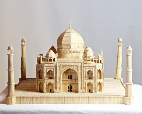 Taj Mahal Model, Wooden Mechanics, Toothpick Sculpture, Taj Mahal Art, تاج محل, Craft Museum, Indian Handicrafts, Aesthetic Diy, Interior Design Your Home