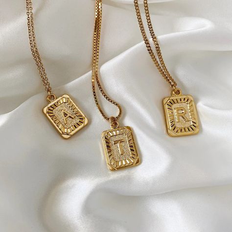 Gold Pendants For Men, Gold Letter Pendants, Gold Initial Pendant, Dainty Initial Necklace, Gold Letter Necklace, Coin Pendant Necklace, Letter Pendant Necklace, Initial Necklace Gold, Letter Charm