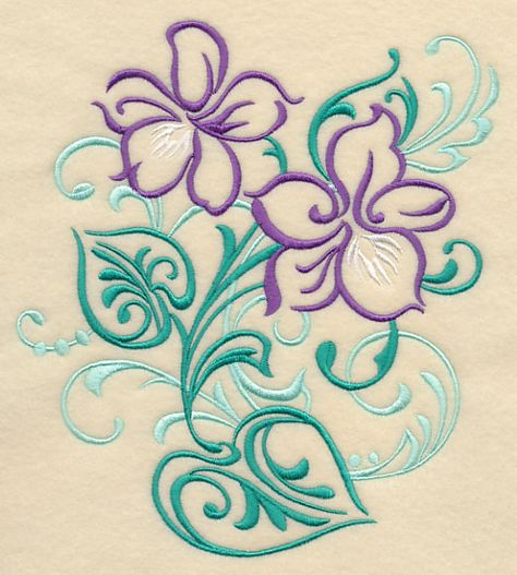 Violet Filigree Learning To Embroider, Origami Butterfly, Pola Sulam, Sewing Embroidery Designs, Moon Flower, Free Machine Embroidery Designs, Filigree Design, Embroidery Library, Free Machine Embroidery