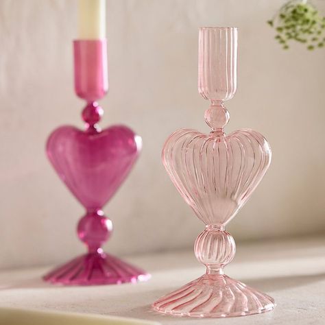 Candlelit Table, Heart Candle Holder, Colorful Apartment, Love Well, Taper Holders, Heart Candle, Hand Poured Candle, Glass Heart, Taper Candles