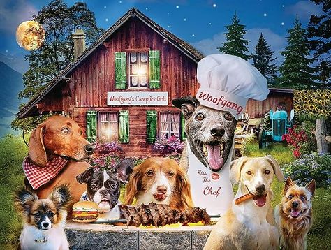 Amazon.com: SUNSOUT INC - Wolfgang's Campfire - 300 pc Jigsaw Puzzle by Artist: Karen Burke - Finished Size 18" x 24" Dogs - MPN# 72073 : Toys & Games 300 Pieces Jigsaw Puzzle, Puzzle Table, Christmas Crafts For Toddlers, 300 Piece Puzzles, Indoor Toys, Wild Adventures, Missing Piece, Red Truck, Toddler Crafts