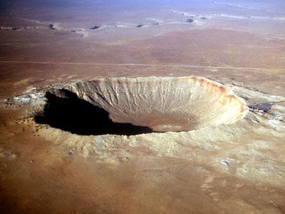 Meteor Crater, near Winslow, Arizona (Big hole in the ground, that said, if you are in the area, go see this phenomenal crater caused by a meteor [hence the name]. Amazing.) Things To Do In Arizona, Winslow Arizona, Meteorite For Sale, Meteor Crater, Impact Crater, Route 66 Road Trip, Petrified Forest, Rpg Characters, Lake Havasu