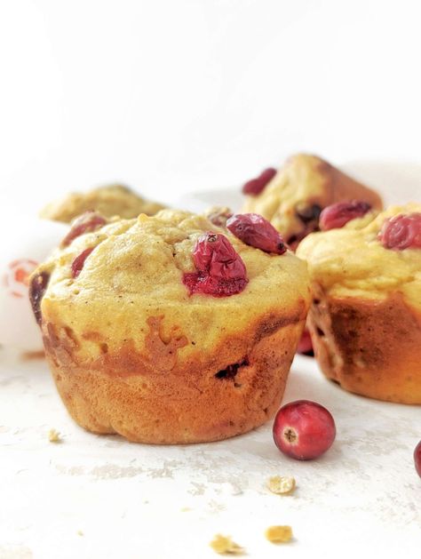 Cranberry Eggnog Protein Muffins - No Oil, No Sugar, Yes Taste! | Hayl's Kitchen Eggnog Muffin Recipe, Protein Muffins Recipes, Protein Powder Muffins, Eggnog Muffins, Cranberry Recipes Dessert, Cranberry Recipes Muffins, High Protein Recipes Dinner, Cranberry Baking, Unflavored Protein Powder