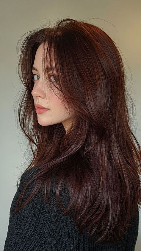 Color Of Hair Ideas, Dark Red Brown Hair Color Brunettes, Brown Colorful Hair, Dark Brown Hair Warm Red Undertones, Slightly Red Brown Hair, Auburn Dark Hair, Rich Brown Hair Colors, Brown Shade Hair Color, Hair Colour For Warm Undertones