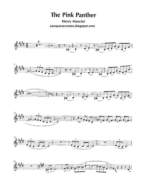 Alto Sax Sheet Music, Tenor Saxophone Sheet Music, Sax Music, Alto Saxophone Sheet Music, Trumpet Sheet Music, Saxophone Music, Henry Mancini, The Pink Panther, Saxophone Sheet Music