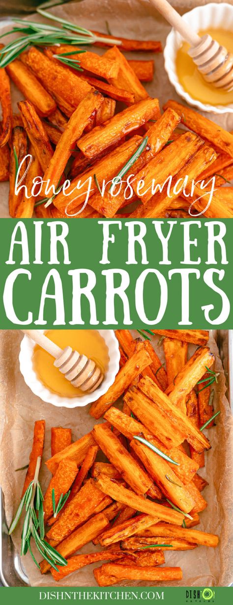 Air Fryer Carrots with sweet caramelized honey and rosemary are roast to perfection in less time than it takes for a conventional oven. This root vegetable is sure to become your new favourite side dish for family dinners, dinner parties, and special holidays. Air Fryer Carrots, Roasted Baby Carrots, Healthy Side Dish, Cooked Carrots, Glazed Carrots, Thanksgiving Side, Healthy Side, Carrot Recipes, Ninja Foodi