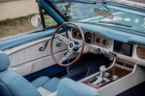 The Ultimate Classic Car: Authentic Design, Modern Technology for the Best of Both Worlds | A Girls Guide to Cars Classic Car Interior, Mustang Interior, Black Porsche, Car Facts, Vintage Mustang, 50s Retro, Peugeot 508, Car Interior Design, Classic Mustang