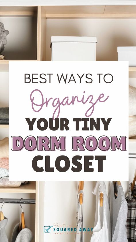 Discover the best tips for organizing your dorm closet to maximize space in your college dorm room. From clever storage solutions to efficient organization hacks, make the most of your limited closet space with these genius ideas. Dorm Room Closet Organization Ideas, Dorm Clothing Organization, Dorm Room Storage Hacks, Dorm Curtain Hacks, College Closet Organization Ideas, Dorm Makeup Organization, Dorm Closet Organization Ideas, College Dorm Closet Organization, College Dorm Storage Ideas