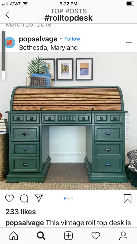 Oak Roll Top Desk Makeover, Roll Top Desk In Living Room, Roll Top Desk Makeover Ideas, Rolltop Desk Makeover, Painted Roll Top Desk, Roll Top Desk Makeover, Furniture Elevation, Rolltop Desk, Diy Furniture Restoration