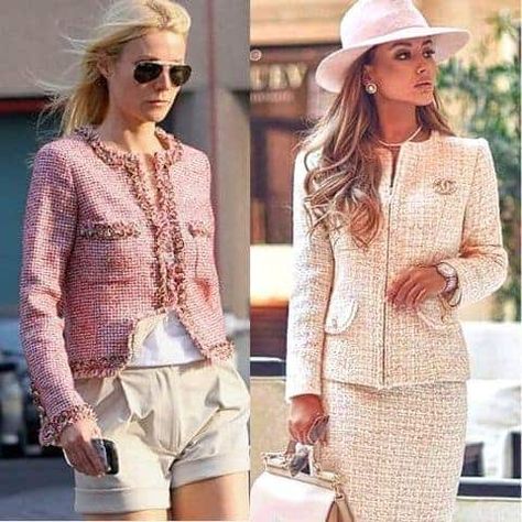 Chanel Like Jacket, Chanel Type Jacket Outfit, How To Wear A Chanel Jacket, Chanel Inspired Tweed Jacket, Chanel Jacket 2023, Pink Chanel Jacket Outfit, Tweed Jacket Outfit 2023, Chanel Boucle Jacket, Chanel Jackets For Women