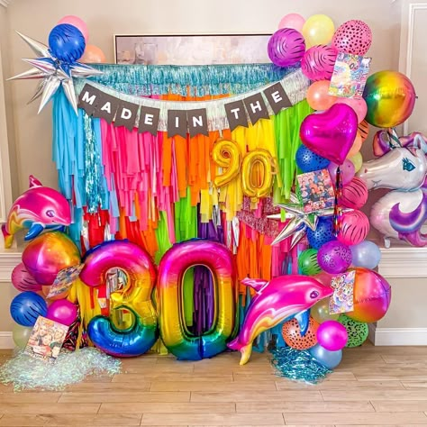 Lisa Frank Balloons, Lisa Frank Backdrop, Lisa Frank 40th Birthday, Lisa Frank Centerpieces, Lisa Frank 30th Birthday Party, Lisa Frank Party Decorations, Lisa Frank Birthday Party Ideas, Lisa Frank Birthday Party Decorations, Lisa Frank Party Ideas