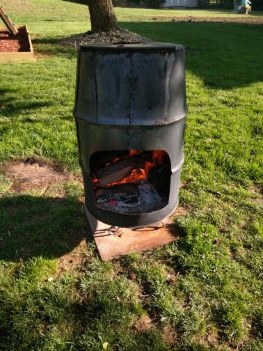 50 gallon drum chimanea Oil Drum Fire Pit, 55 Gallon Drum, 55 Gallon, Oil Drum, Fire Pit, Drums, Projects To Try, Outdoor Decor, Home Decor