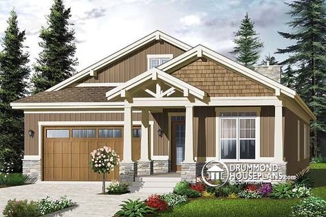 Craftsman Ranch, Drummond House Plans, Narrow Lot House, American House Plans, Narrow Lot House Plans, Narrow House, American House, Casas Coloniales, Craftsman Style House Plans